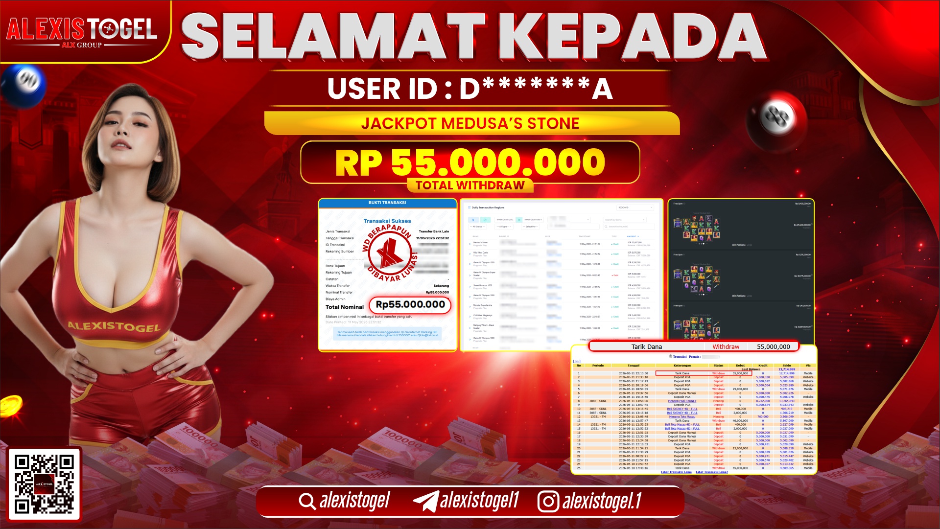 ALEXISTOGEL JACKPOT DI MEDUSA'S STONE RP.55.000.000,- LUNAS