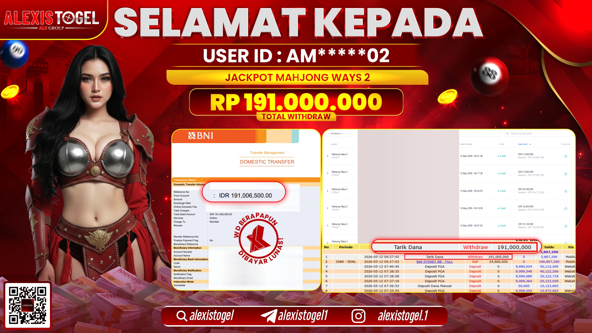 ALEXISTOGEL JACKPOT DI MAHJONG WAYS 2 RP.191.000.000,- LUNAS
