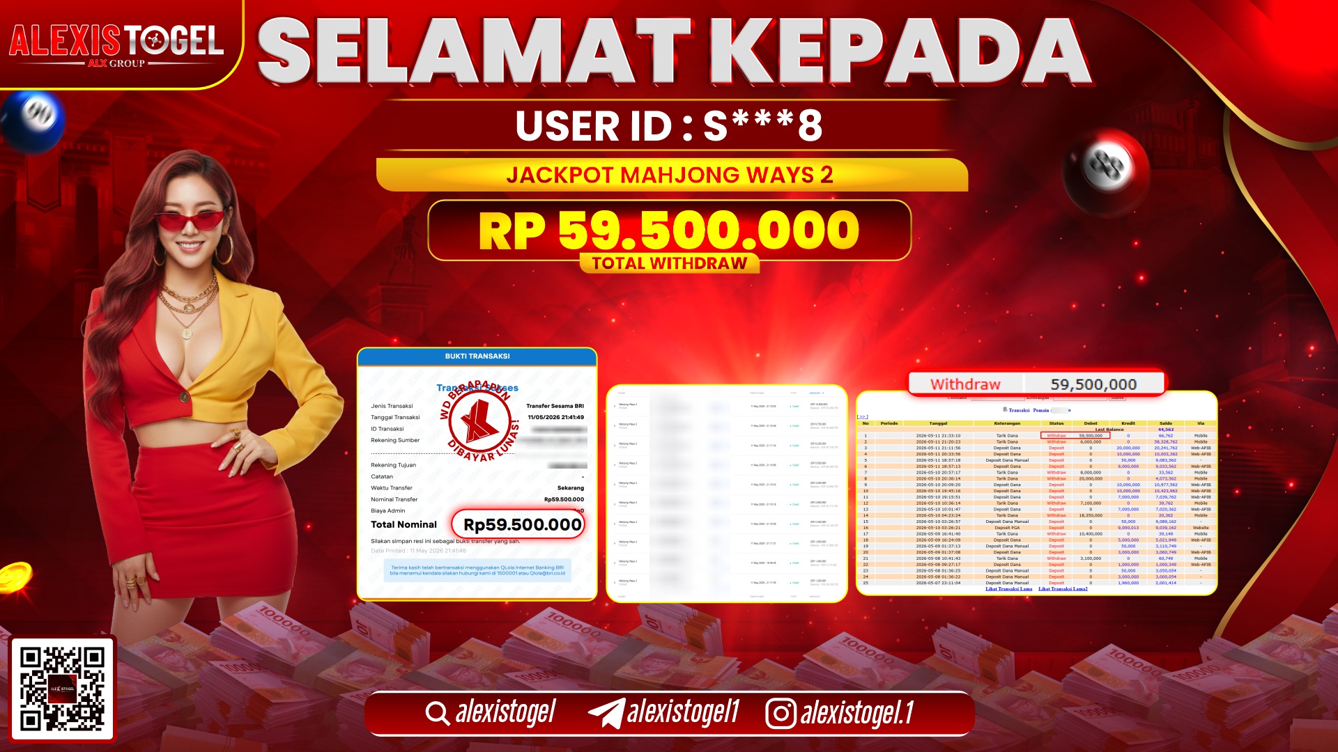 ALEXISTOGEL JACKPOT DI MAHJONG WAYS 2 RP.59.500.000,- LUNAS