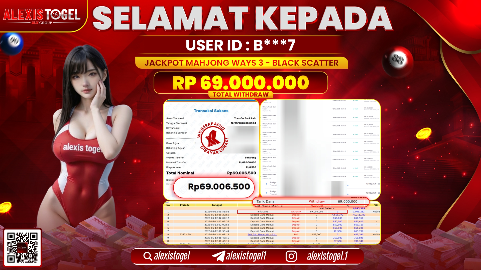 ALEXISTOGEL JACKPOT DI MAHJONG WAYS 3 - BLACK SCATTER RP.69.000.000,- LUNAS