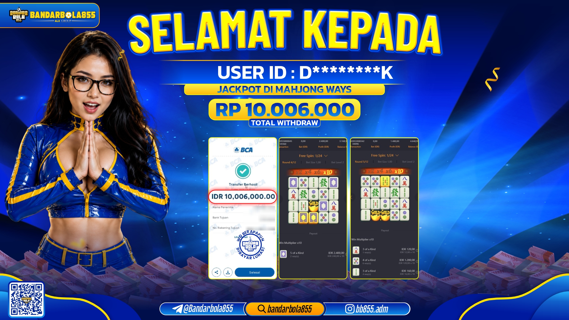🎖 JACKPOT BANDARBOLA855 DI GMAHJONG WAYS Rp10.006.000🎖