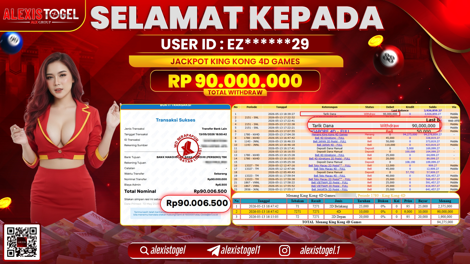 ALEXISTOGEL JACKPOT DI KING KONG 4D GAMES RP.90.000.000,- LUNAS