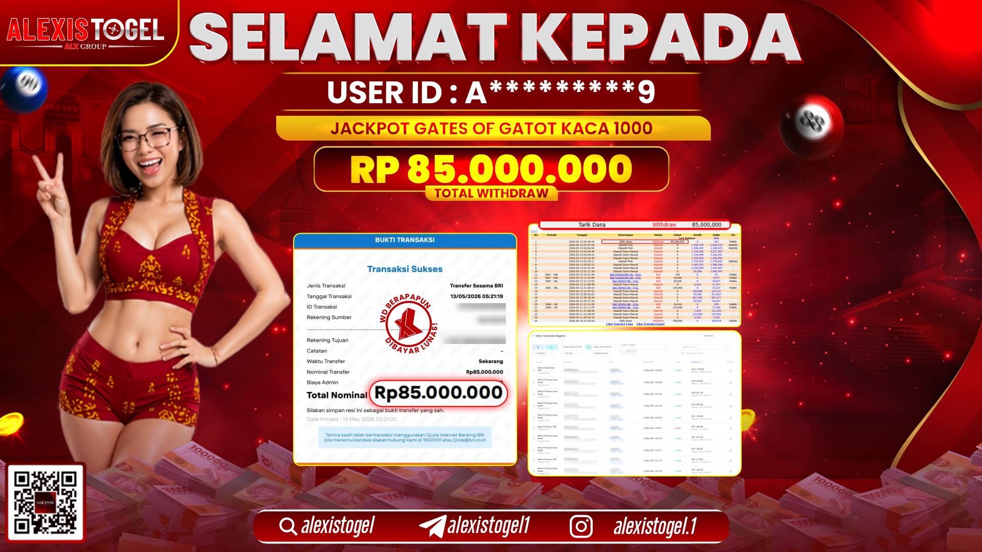ALEXISTOGEL JACKPOT DI GATES OF GATOT KACA 1000 RP.85.000.000,- LUNAS
