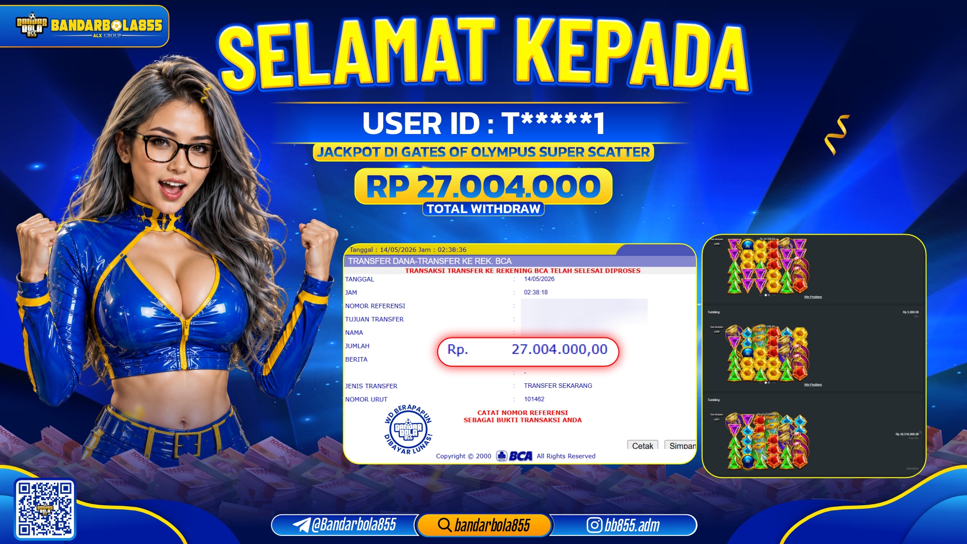 🎖 JACKPOT BANDARBOLA855 DI GETES OF OLYMPUS SUPER SCATTER Rp27.004.000🎖