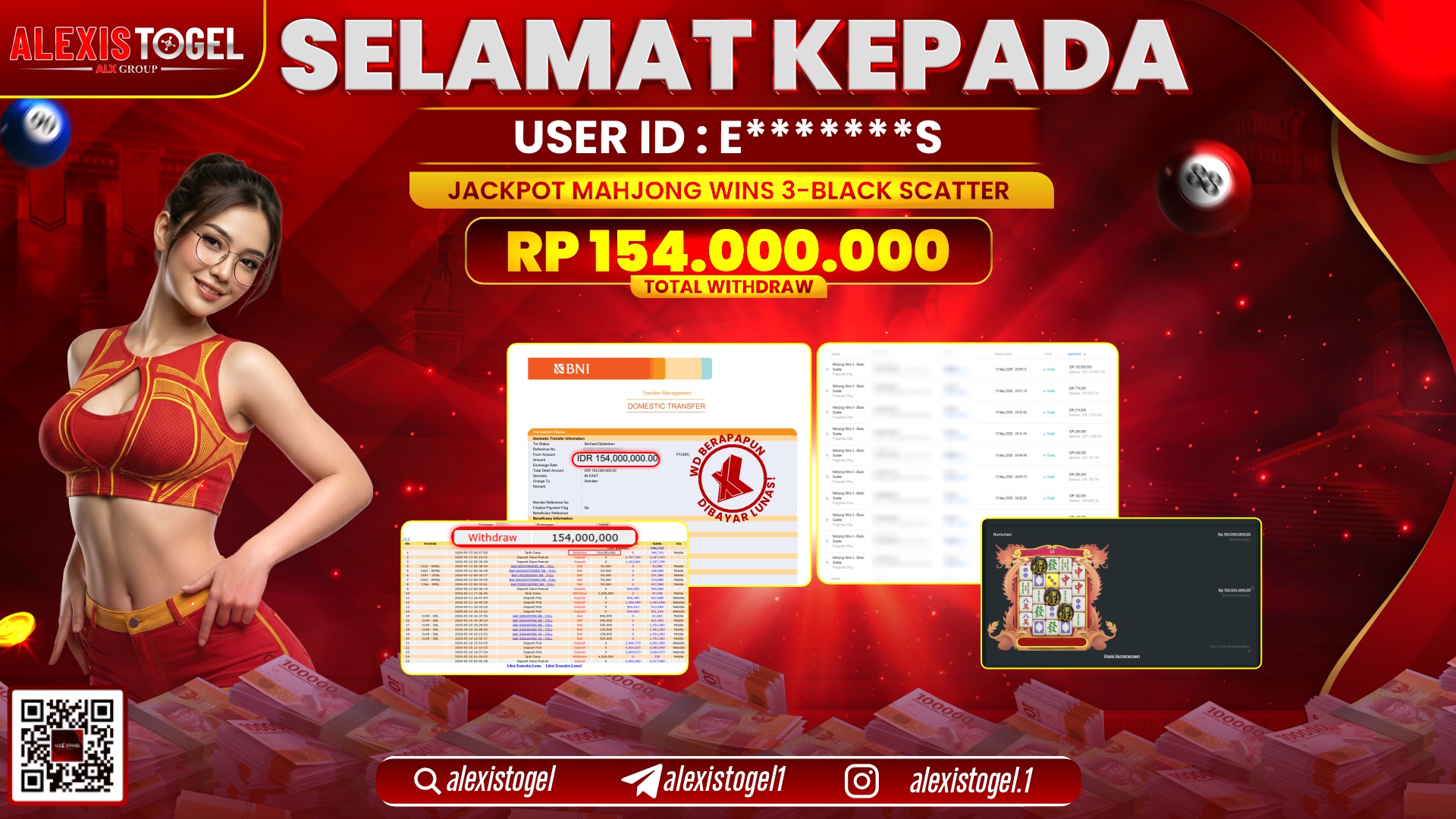 ALEXISTOGEL JACKPOT DI MAHJONG WINS 3 BLACK SCATTER RP.154.000.000,- LUNAS