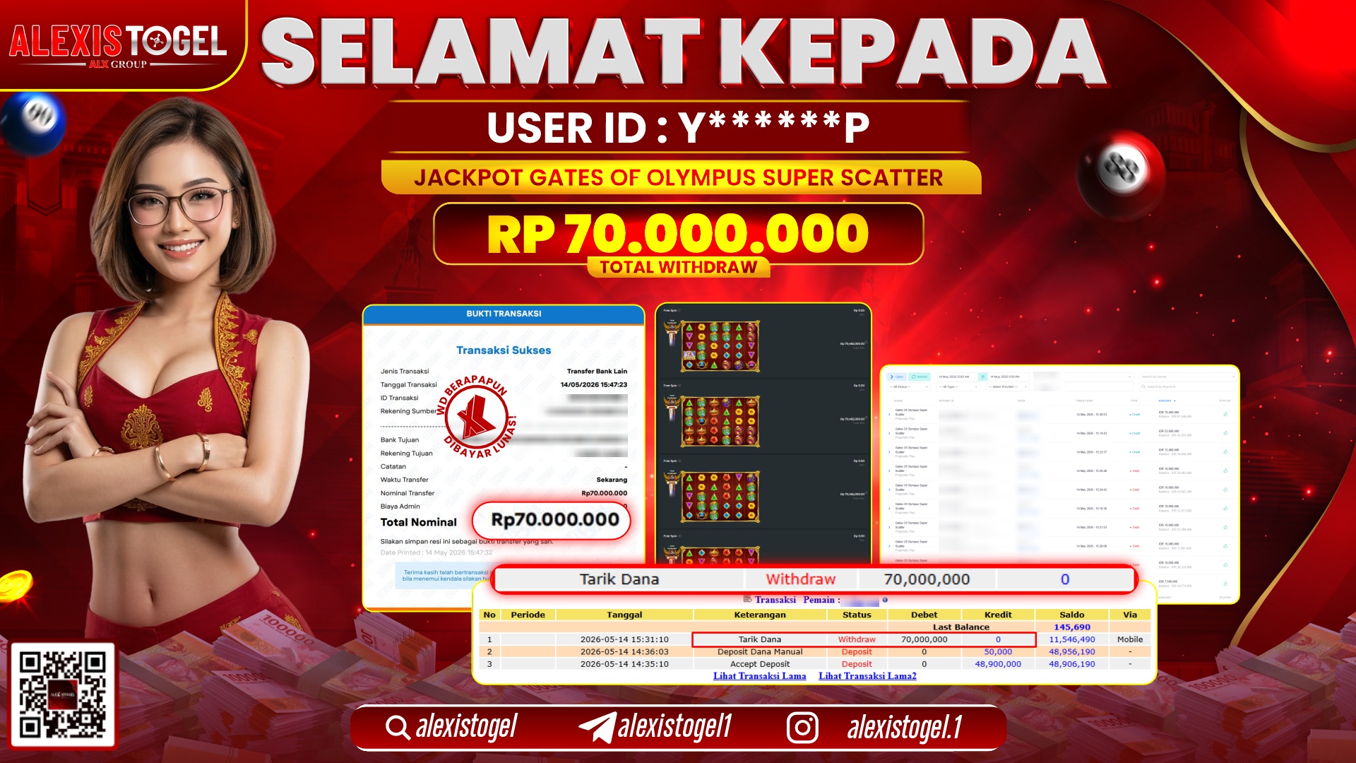 ALEXISTOGEL JACKPOT DI GATES OF OLYMPUS SUPER SCATTER RP.70.000.000,- LUNAS