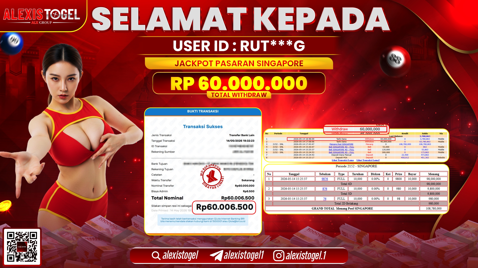 ALEXISTOGEL JACKPOT DI TOGEL PASARAN SINGAPORE RP.60.000.000,- LUNAS