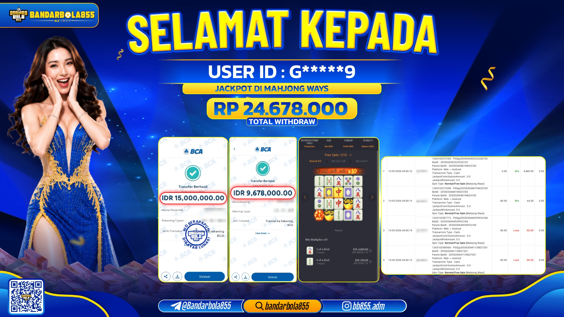 🎖 JACKPOT BANDARBOLA855 DI MAHJONG WAYS Rp24.678.000🎖