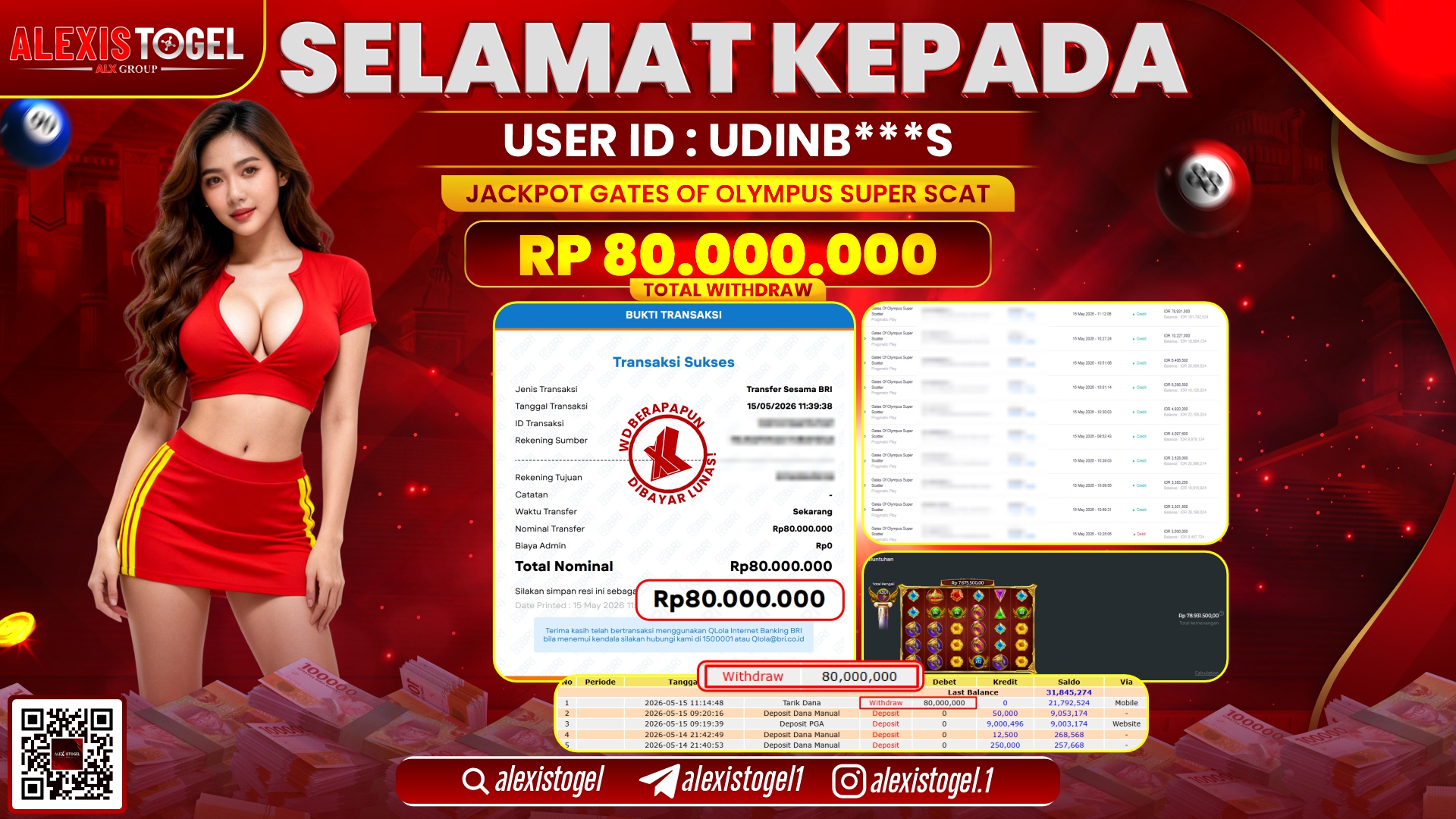 ALEXISTOGEL JACKPOT DI GATES OF OLYMPUS SUPER SCATTER RP.80.000.000,- LUNAS