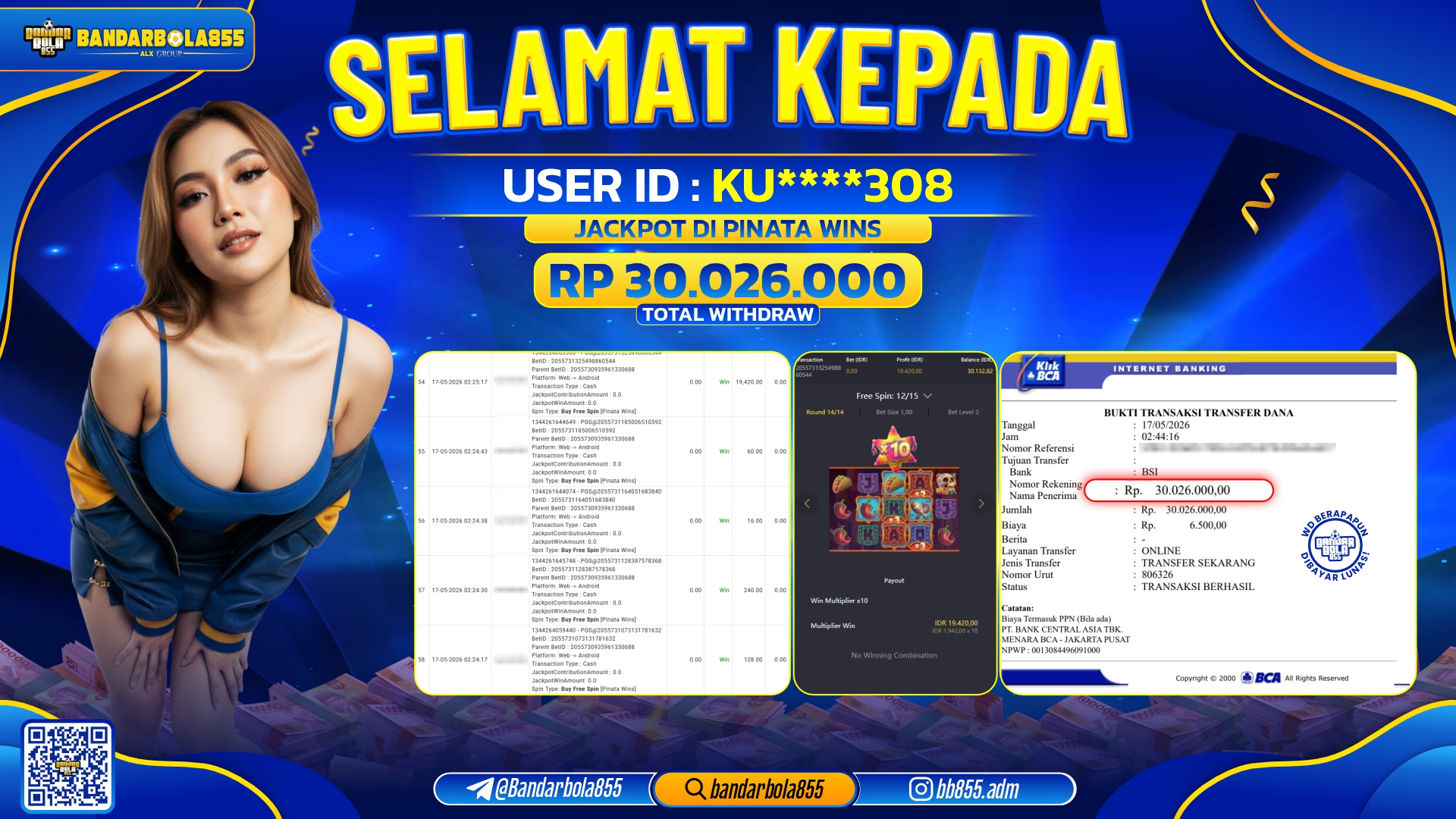 🎖 JACKPOT BANDARBOLA855 DI PINATA WINS Rp30.026.000🎖