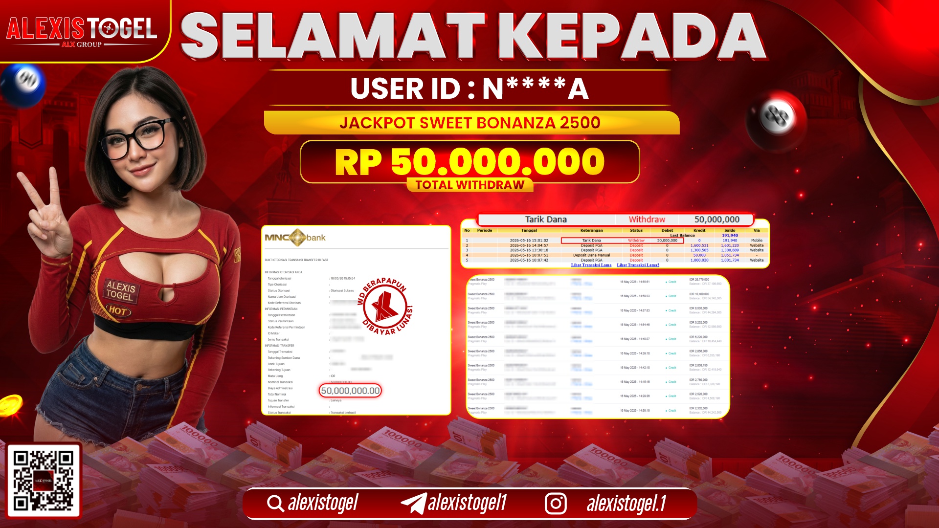 ALEXISTOGEL JACKPOT DI SWEET BONANZA 2500 RP.50.000.000,- LUNAS