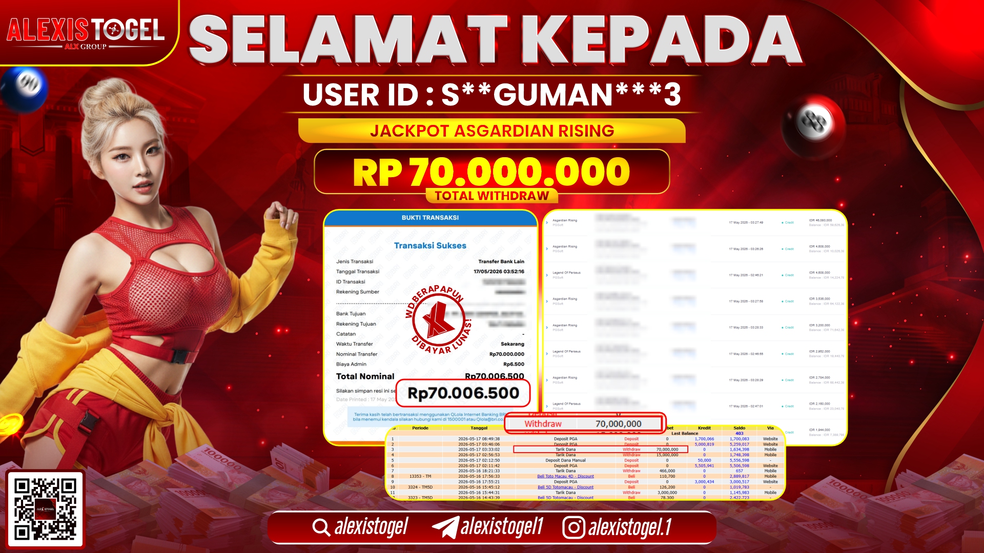 ALEXISTOGEL JACKPOT DI SLOT GAME ASGARDIAN RISING RP.70.000.000,- LUNAS