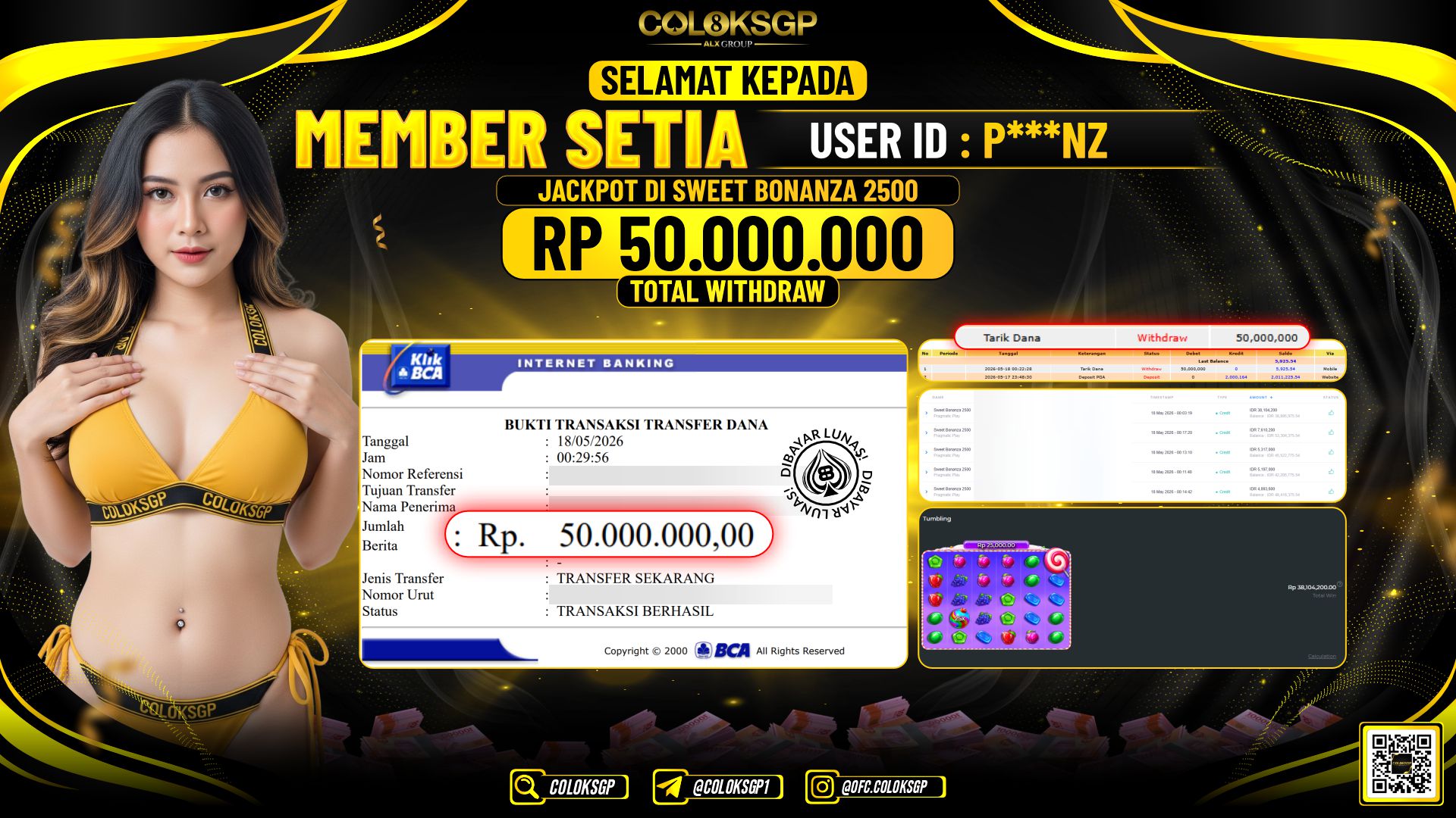 COLOKSGP JACKPOT PRAGMATIC PLAY-SWEET BONANZA 2500