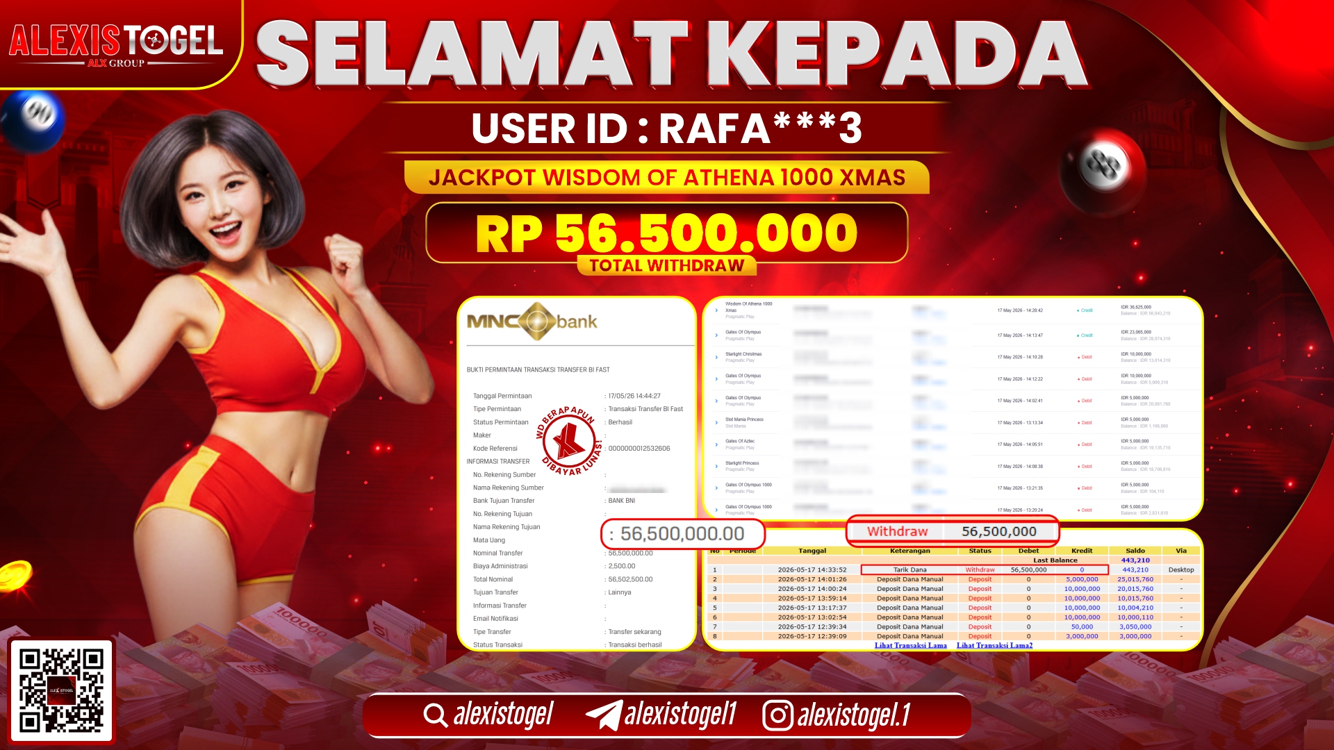 ALEXISTOGEL JACKPOT DI WISDOM OF ATHENA 1000 XMAS RP.54.500.000,- LUNAS