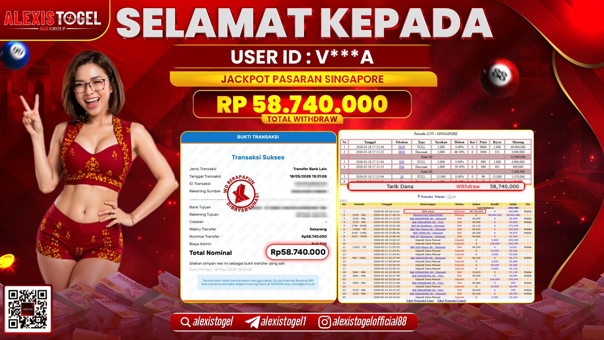 ALEXISTOGEL JACKPOT DI TOGEL PASARAN SINGAPORE RP.58.740.000,- LUNAS