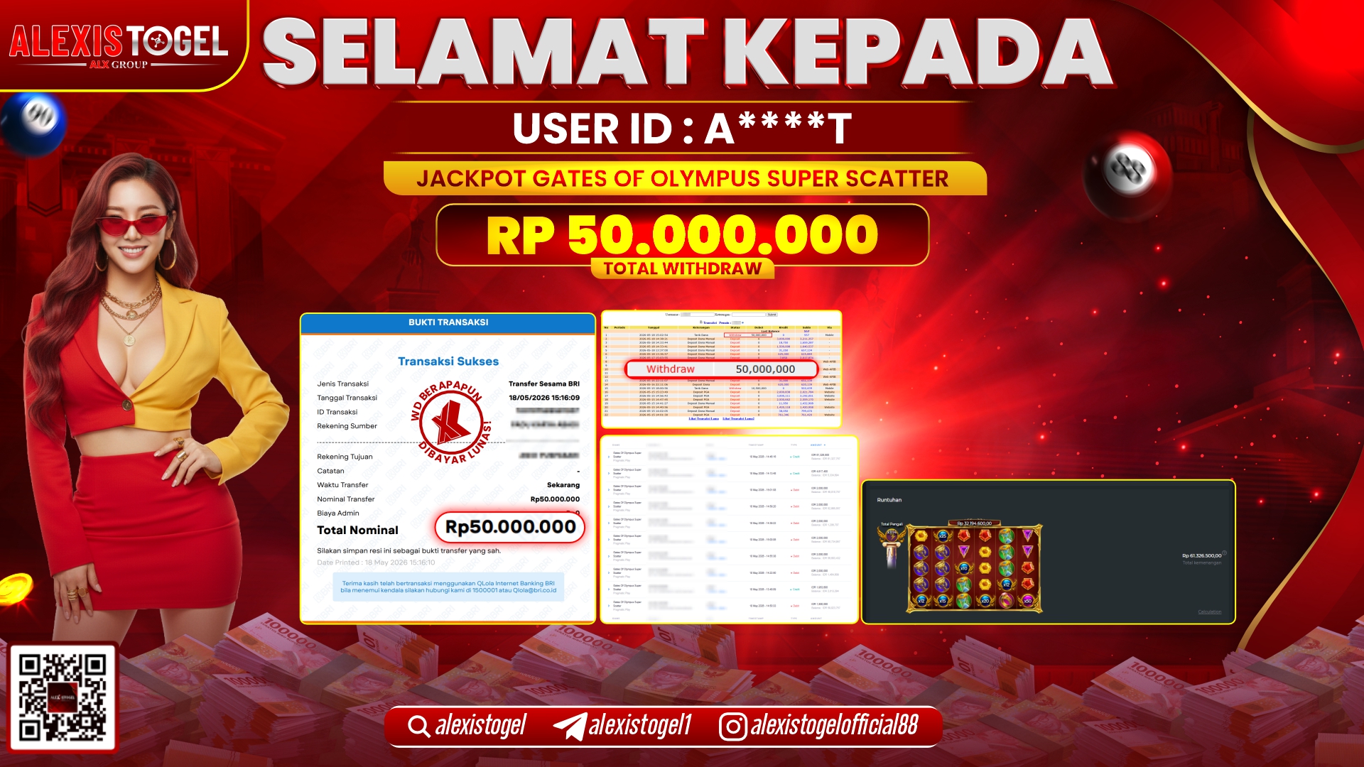 ALEXISTOGEL JACKPOT DI GATES OF OLYMPUS SUPER SCATTER RP.50.000.000,- LUNAS