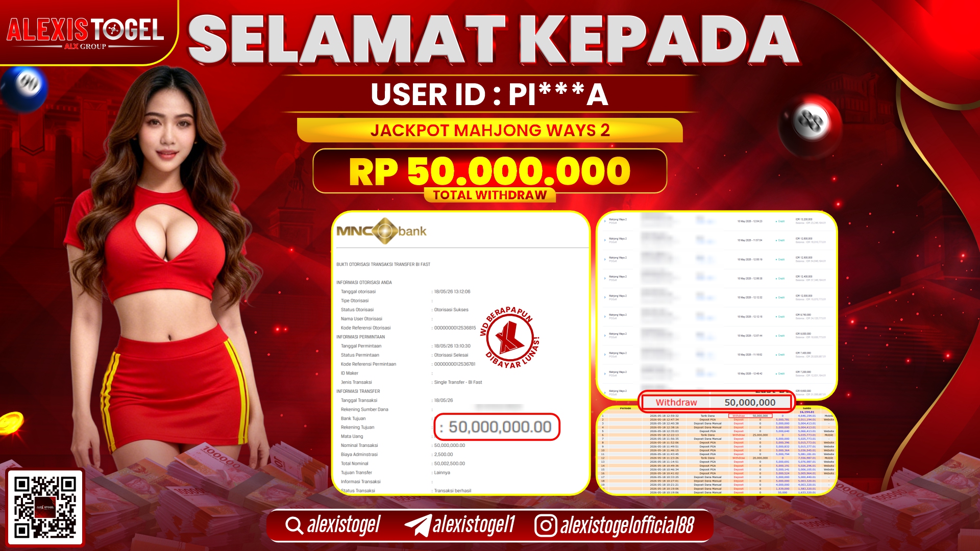 ALEXISTOGEL JACKPOT DI MAHJONG WAYS 2 RP.50.000.000,- LUNAS