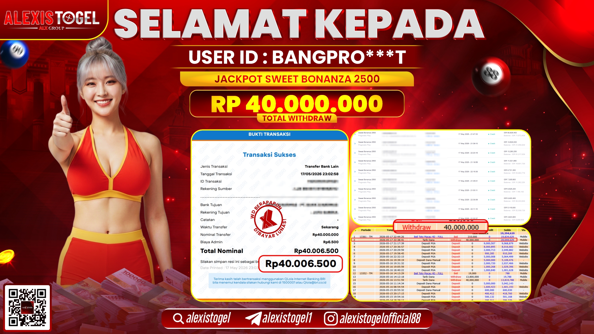 ALEXISTOGEL JACKPOT DI SWEET BONANZA 2500 RP.40.000.000,- LUNAS