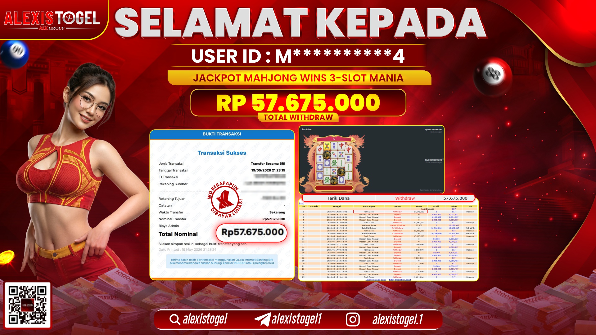 ALEXISTOGEL JACKPOT DI MAHJONG WINS 3 - SLOT MANIA RP.57.675.000,- LUNAS