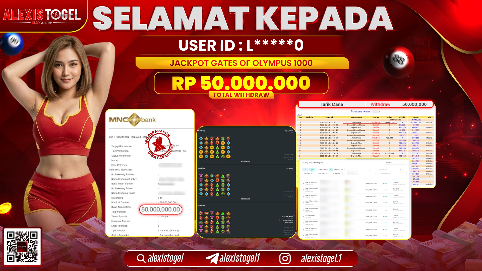 ALEXISTOGEL JACKPOT DI GATES OF OLYMPUS 1000 RP.50.000.000,- LUNAS