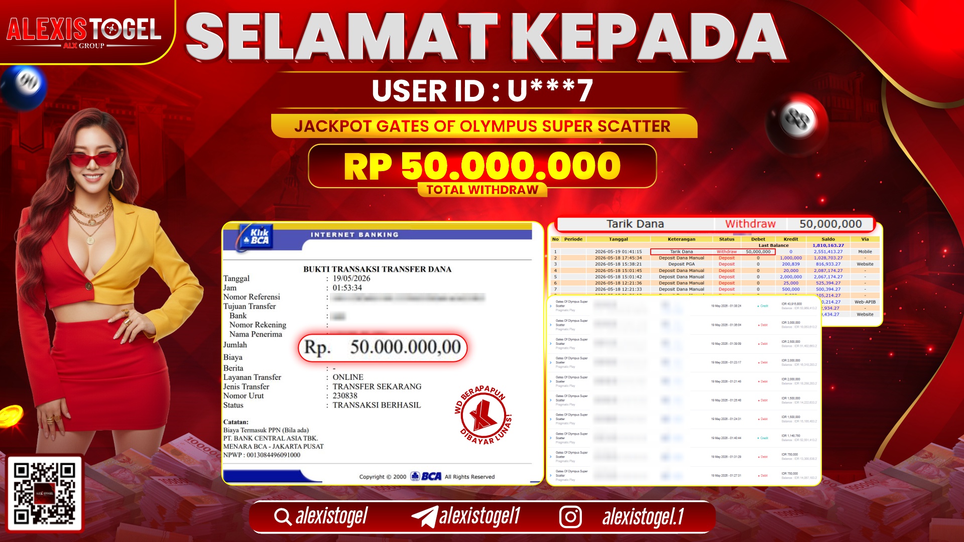 ALEXISTOGEL JACKPOT DI GATES OF OLYMPUS 1000 RP.50.000.000,- LUNAS