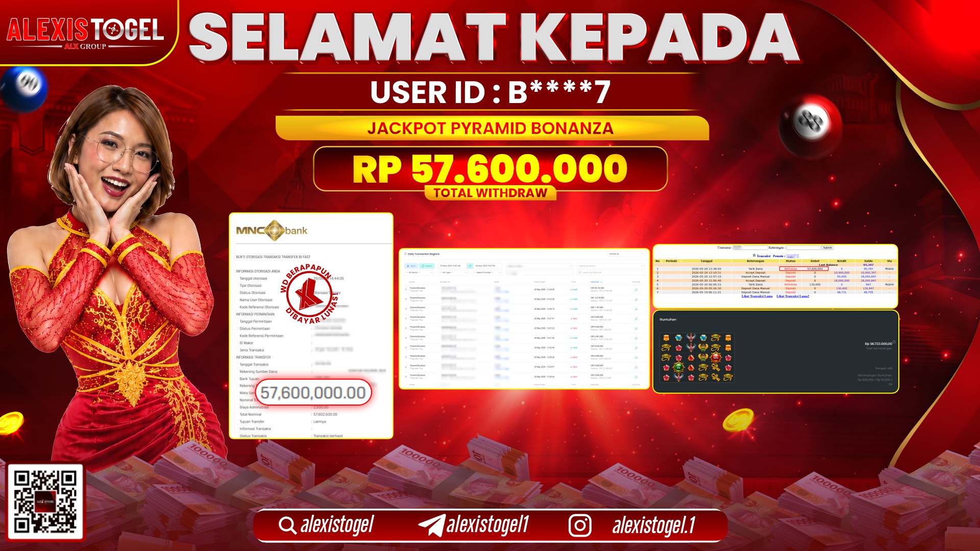 ALEXISTOGEL JACKPOT DI PYRAMID BONANZA RP.57.600.000,- LUNAS