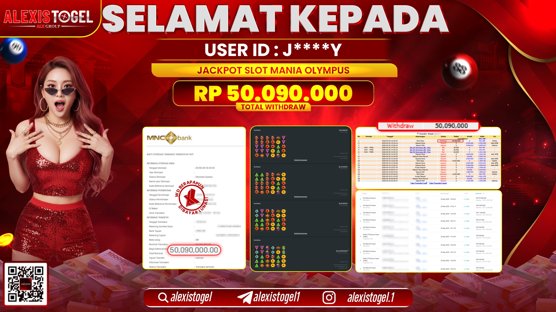 ALEXISTOGEL JACKPOT DI SLOT MANIA OLYMPUS RP.50.090.000,- LUNAS