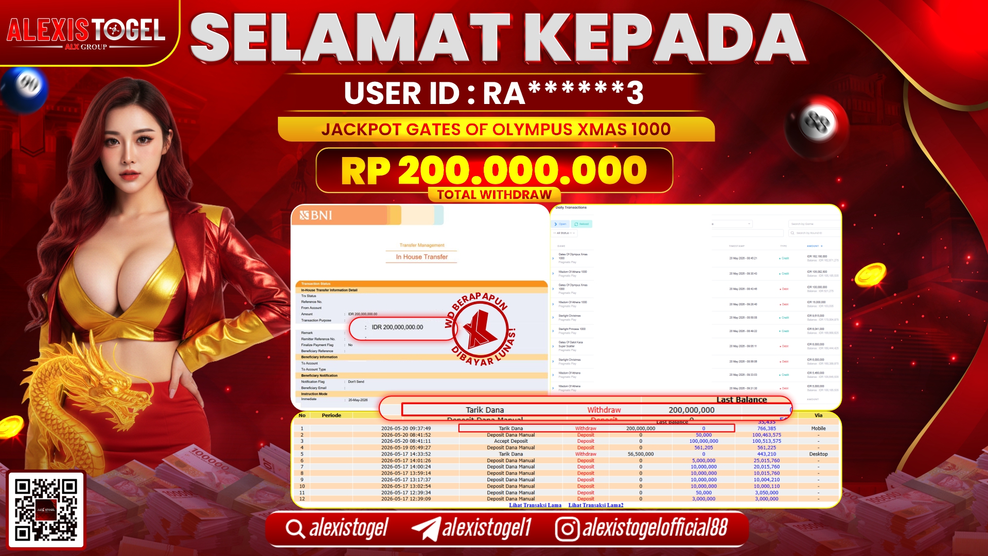 ALEXISTOGEL JACKPOT DI GATES OF OLYMPUS XMAS 1000 RP.200.000.000,- LUNAS