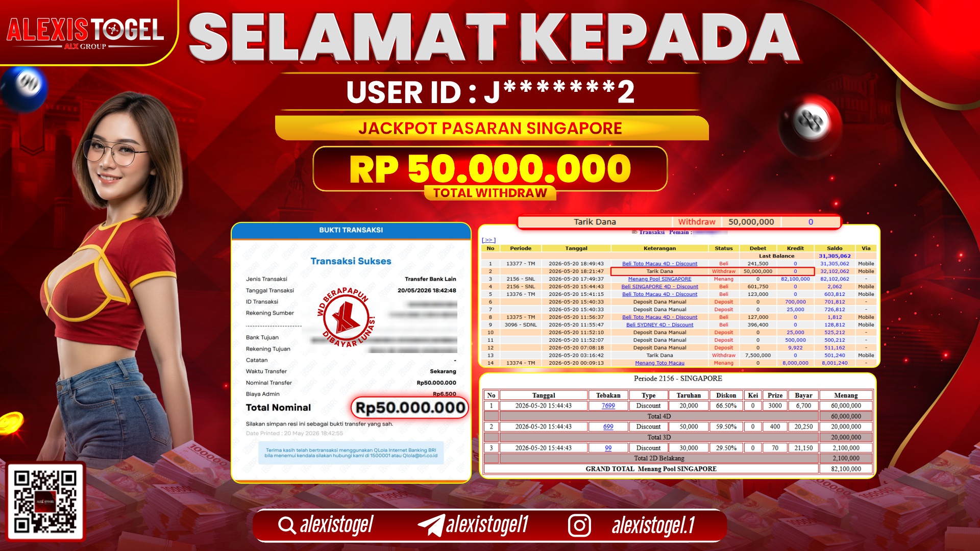 ALEXISTOGEL JACKPOT DI TOGEL PASARAN SINGAPORE RP.50.000.000,- LUNAS