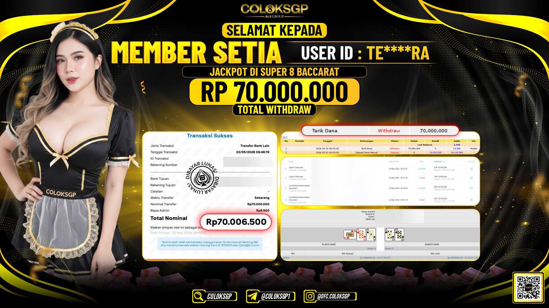 COLOKSGP JACKPOT PRAGMATIC LIVE DEALER-SUPER 8 BACCARAT 