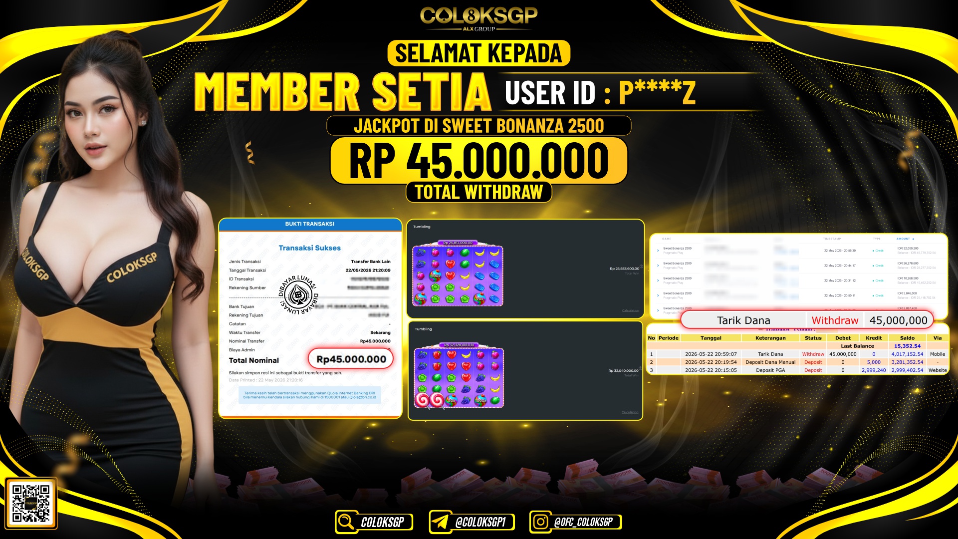 COLOKSGP JACKPOT PRAGMATIC PLAY-SWEET BONANZA 2500