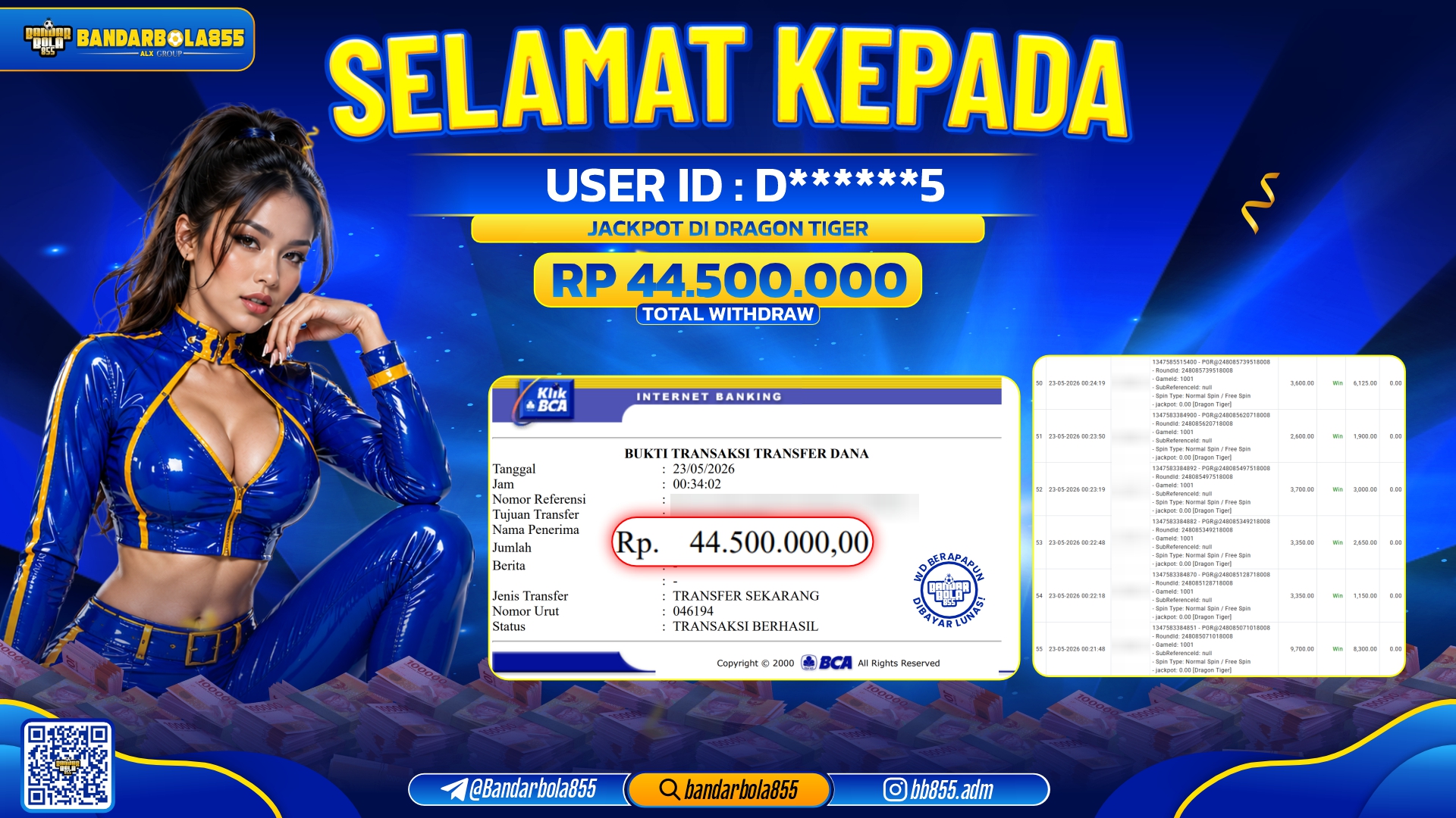 🎖 JACKPOT BANDARBOLA855 DI DRAGON TIGER Rp44.500.000🎖