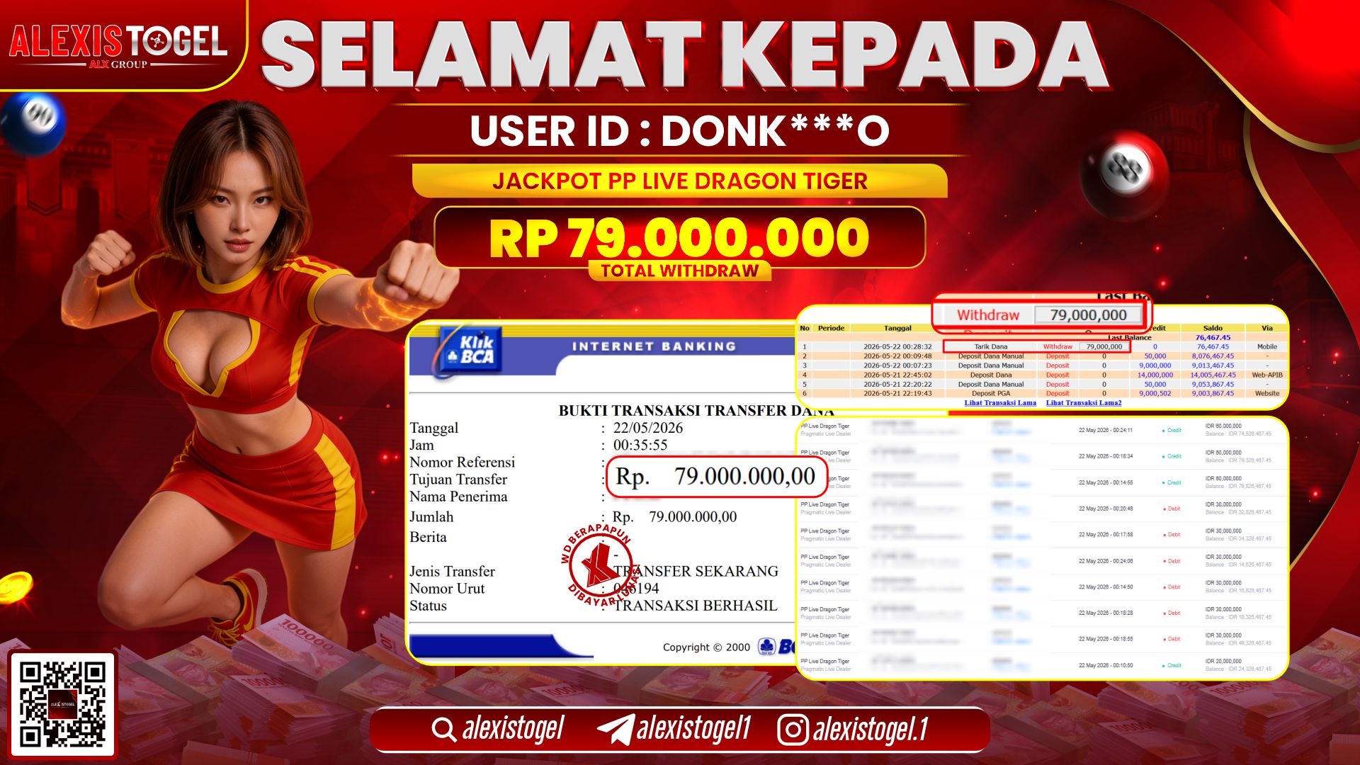 ALEXISTOGEL JACKPOT DI PP LIVE DRAGON TIGER RP.79.000.000,- LUNAS