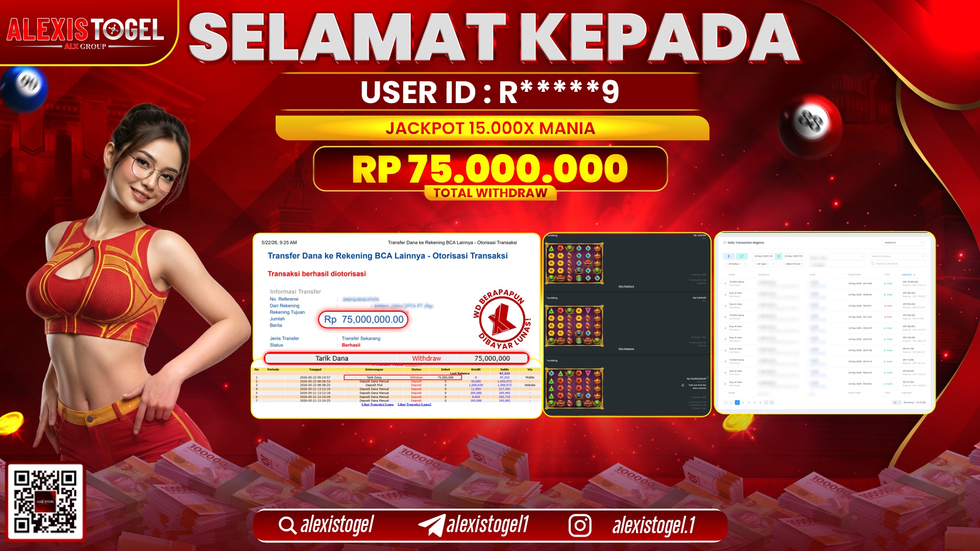 ALEXISTOGEL JACKPOT DI 15.000X MANIA RP.75.000.000,- LUNAS