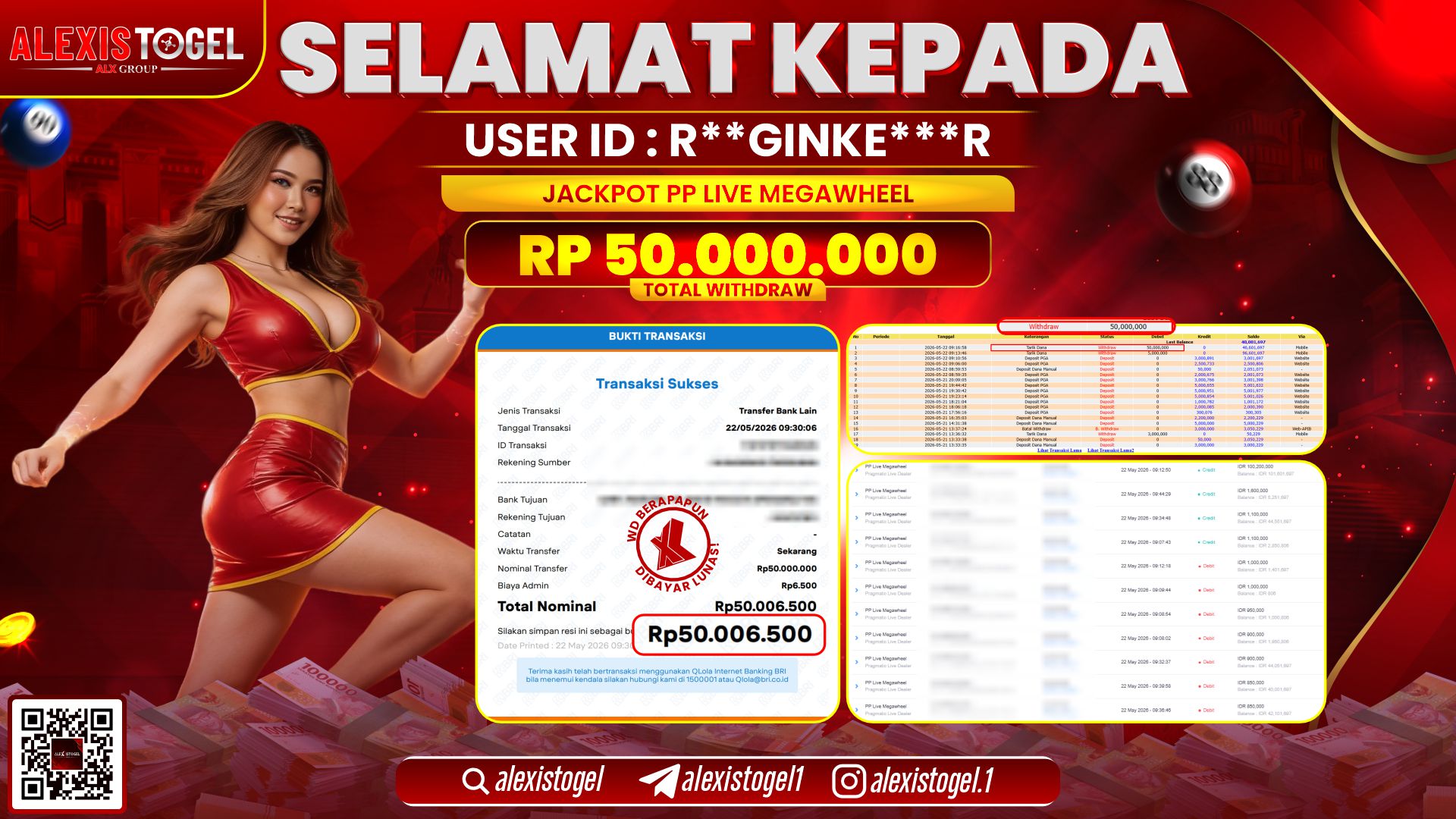 ALEXISTOGEL JACKPOT DI PP LIVE MEGAWHEEL RP.50.000.000,- LUNAS