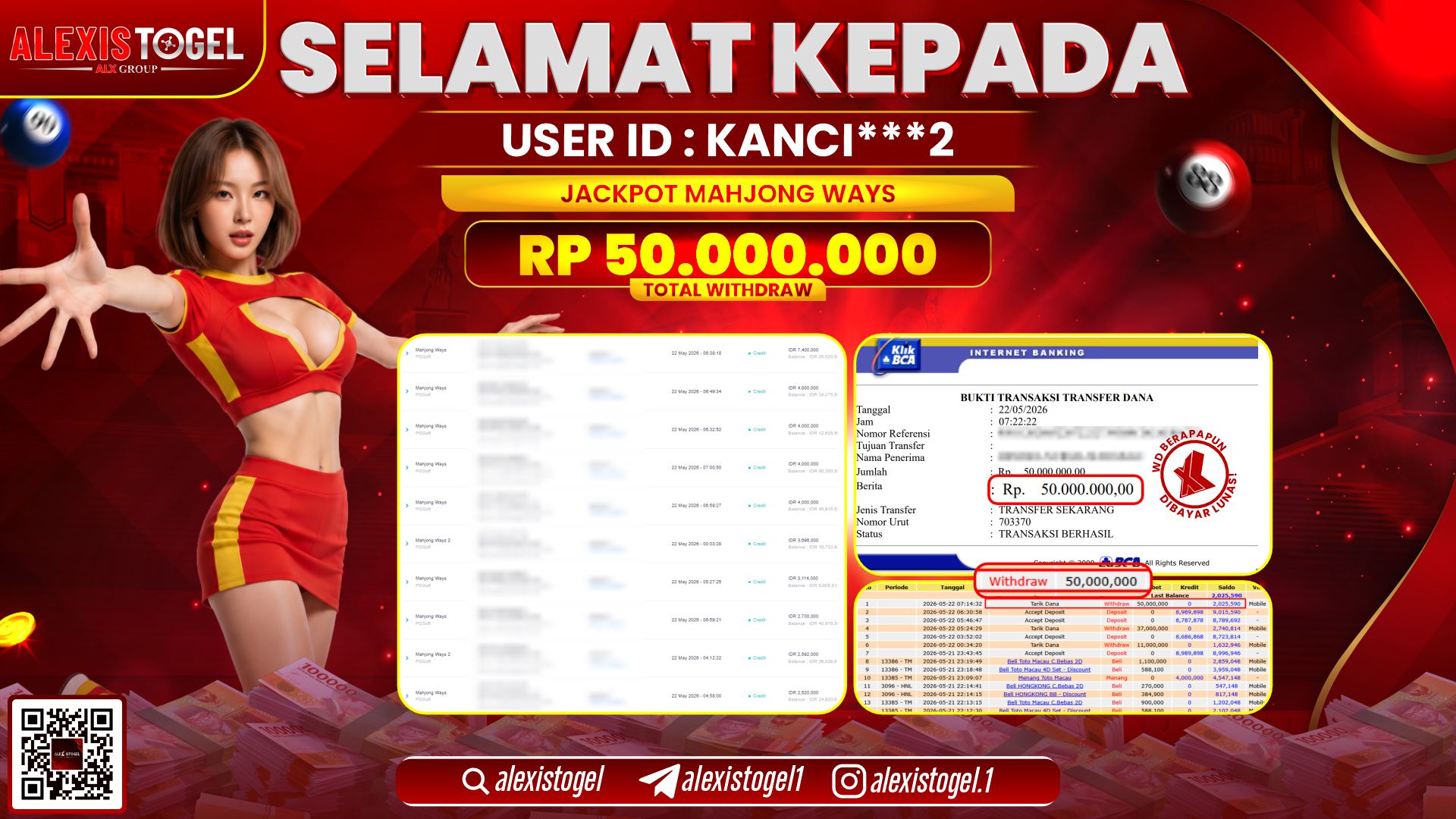 ALEXISTOGEL JACKPOT DI MAHJONG WAYS RP.50.000.000,- LUNAS
