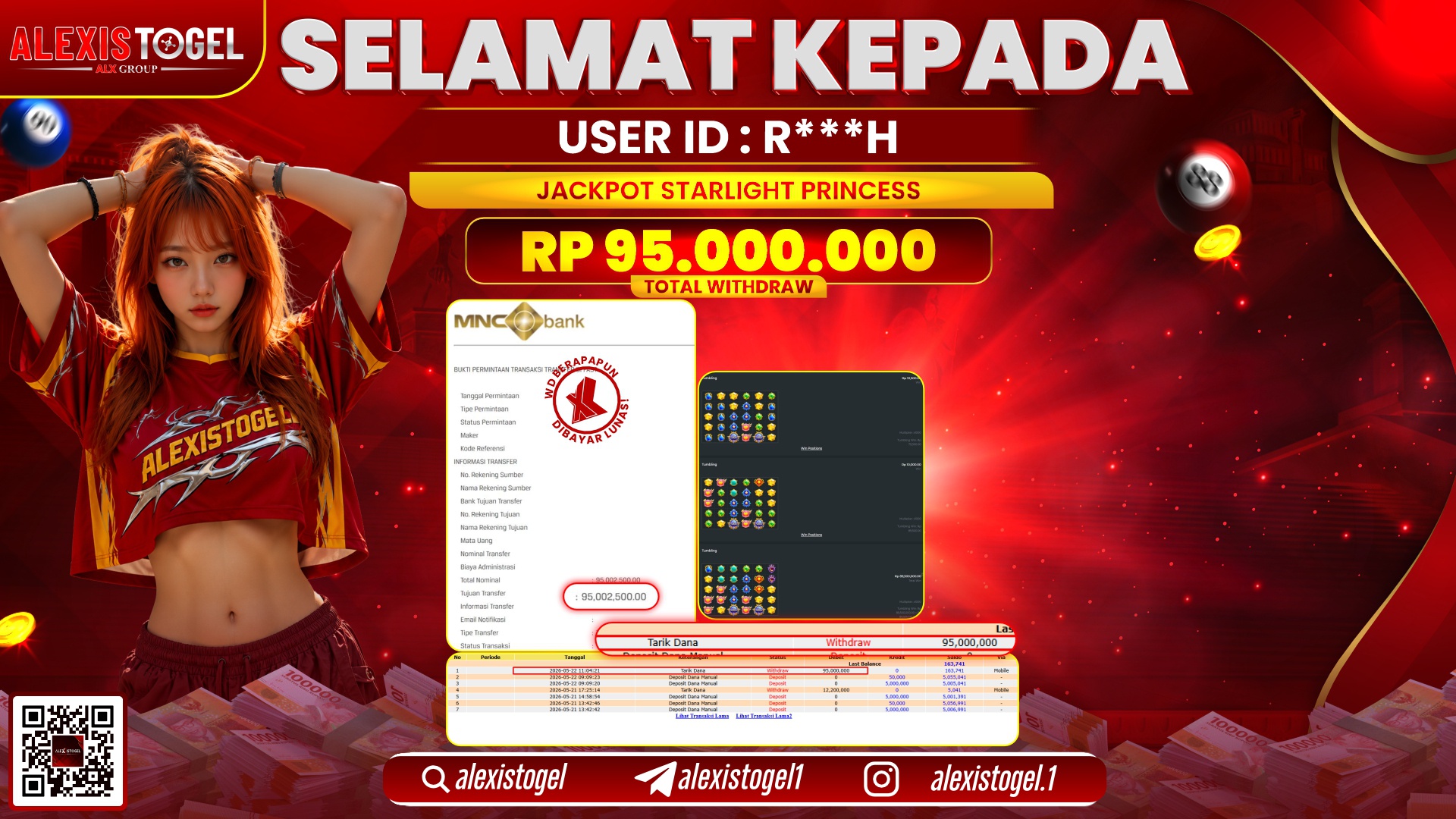 ALEXISTOGEL JACKPOT DI STARLIGHT PRINCESS RP.95.000.000,- LUNAS