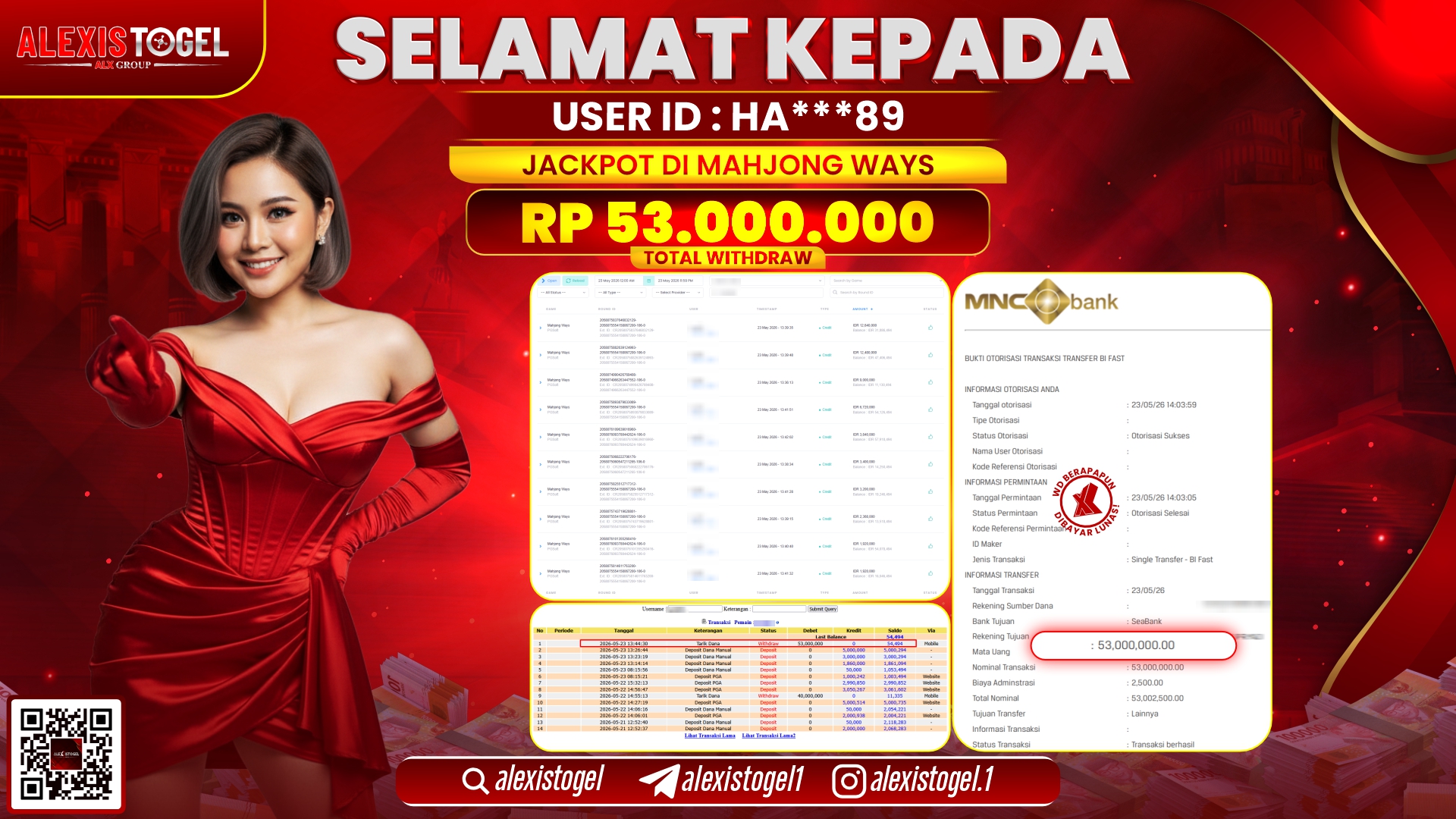 ALEXISTOGEL JACKPOT DI MAHJONG WAYS RP.53.000.000,- LUNAS