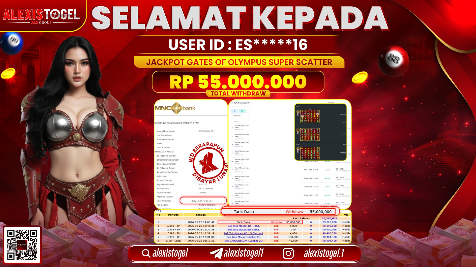 ALEXISTOGEL JACKPOT DI GATES OF OLYMPUS SUPER SCATTER RP.55.000.000,- LUNAS