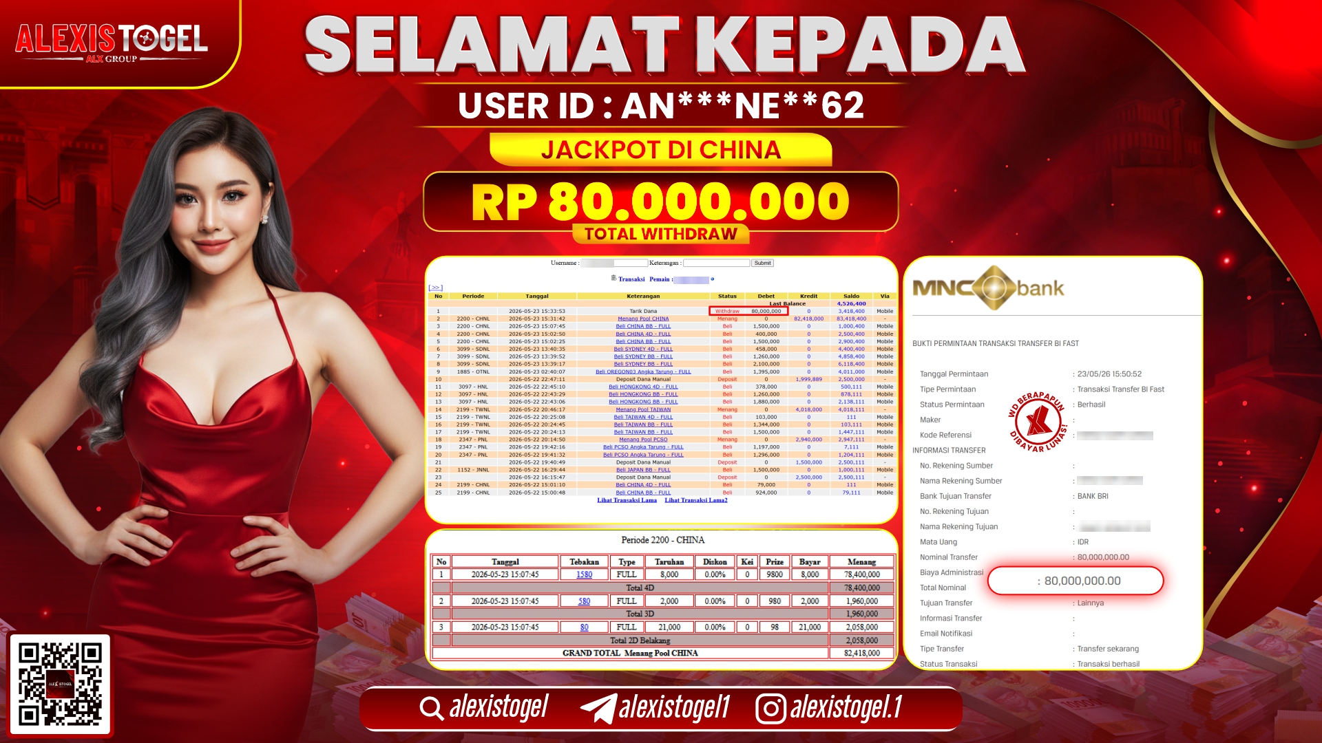 ALEXISTOGEL JACKPOT DI TOGEL PASARAN CHINA RP.80.000.000,- LUNAS