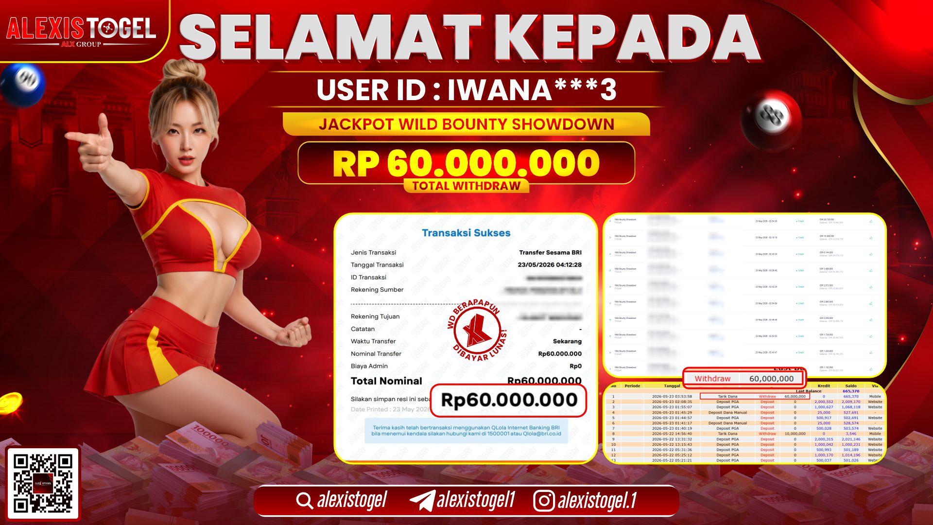 ALEXISTOGEL JACKPOT DI WILD BOUNTY SHOWDOWN RP.60.000.000,- LUNAS