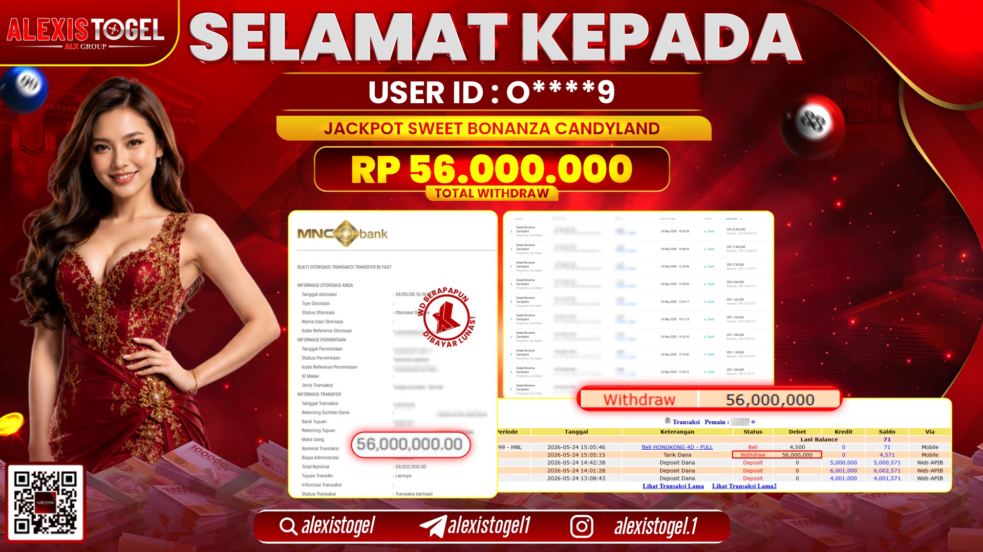 ALEXISTOGEL JACKPOT DI SWEET BONANZA CANDYLAND RP.56.000.000,- LUNAS
