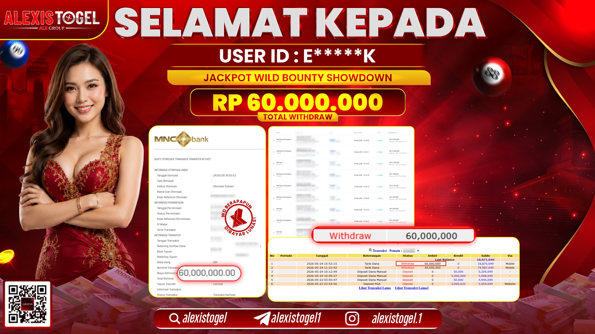 ALEXISTOGEL JACKPOT DI WILD BOUNTY SHOWDOWN RP.56.000.000,- LUNAS