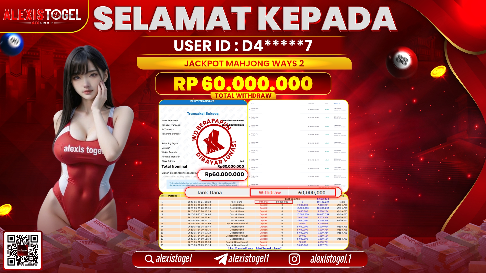 ALEXISTOGEL JACKPOT DI MAHJONG WAYS 2 RP.60.000.000,- LUNAS