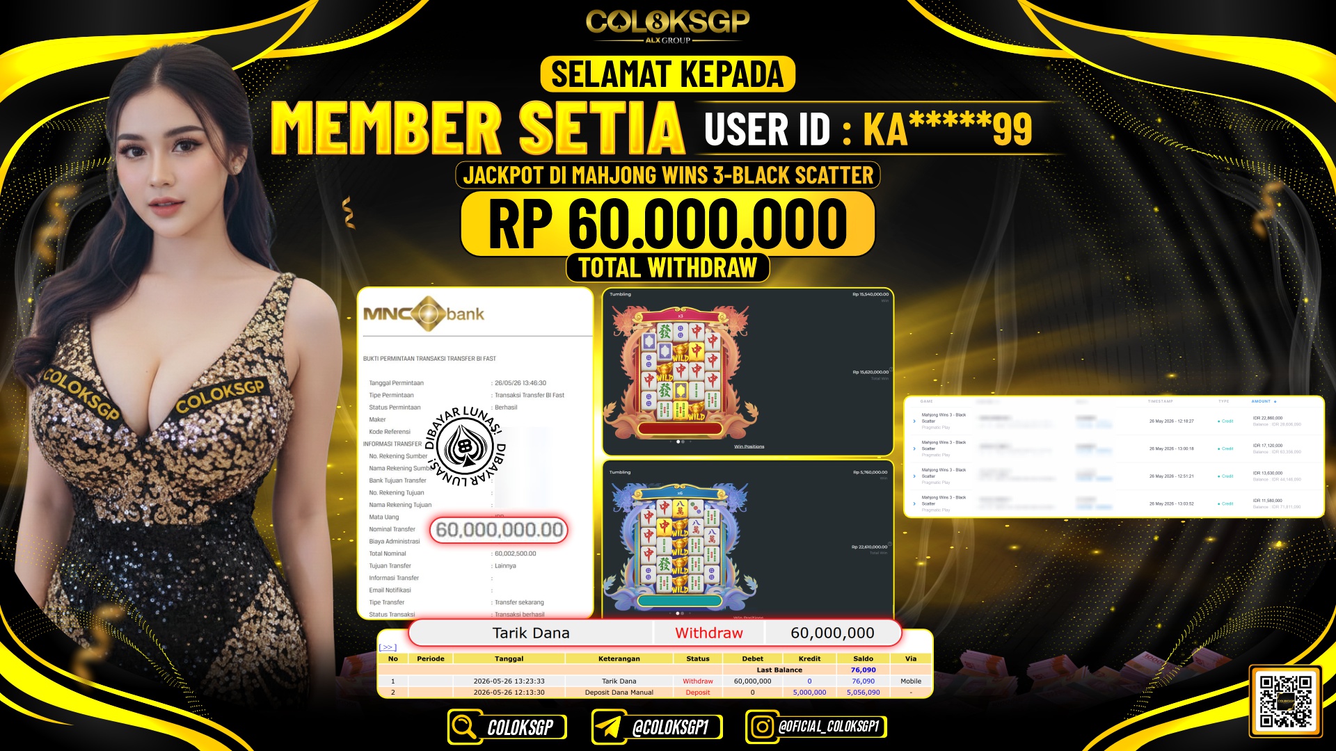 COLOKSGP JACKPOT PRAGMATIC PLAY - MAHJONG WINS 3-BLACK SCATTER
