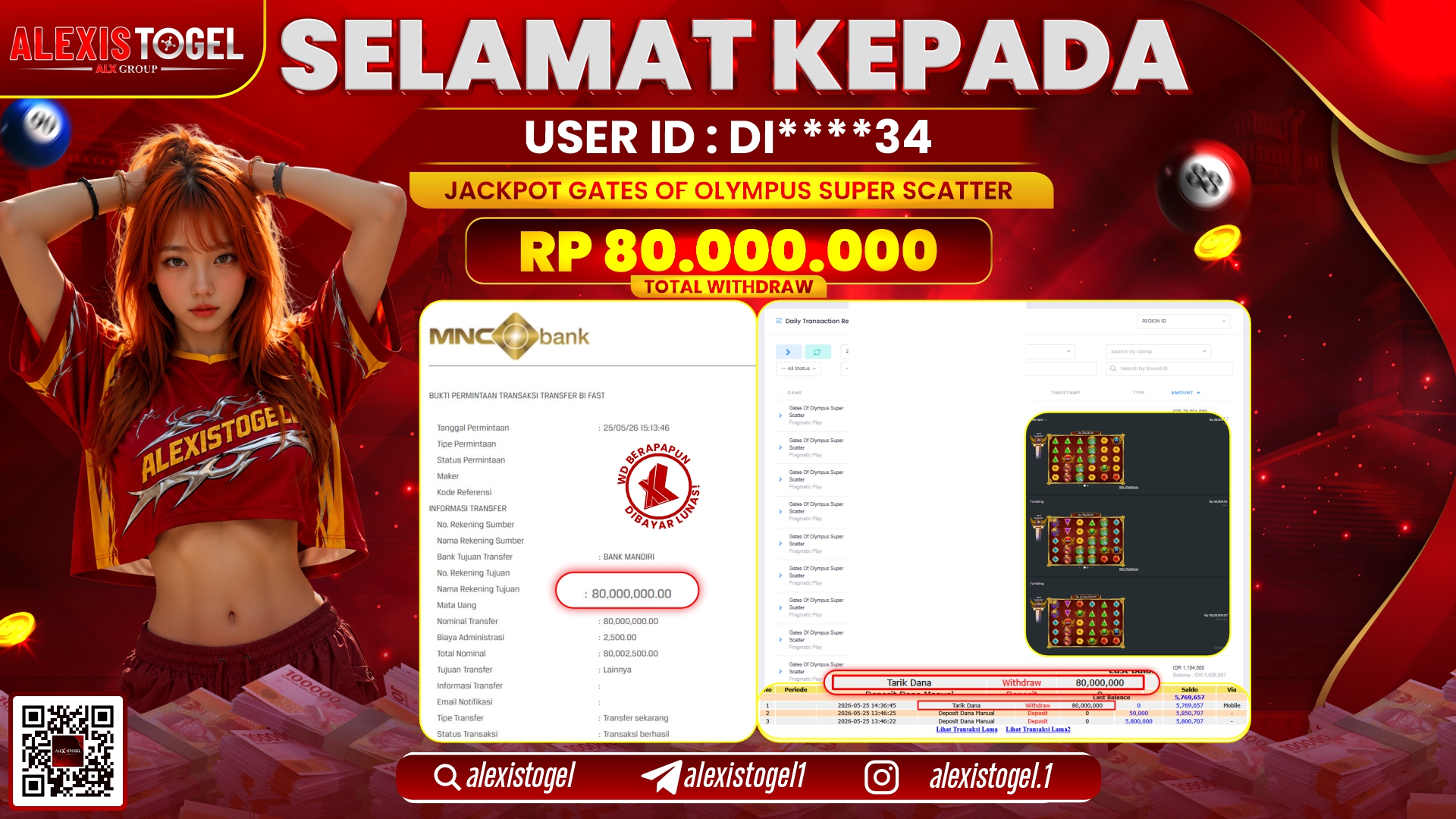 ALEXISTOGEL JACKPOT DI GATES OF OLYMPUS SUPER SCATTER RP.80.000.000,- LUNAS