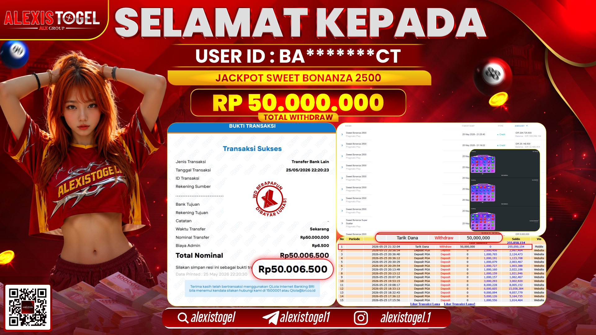 ALEXISTOGEL JACKPOT DI SWEET BONANZA 2500 RP.50.000.000,- LUNAS
