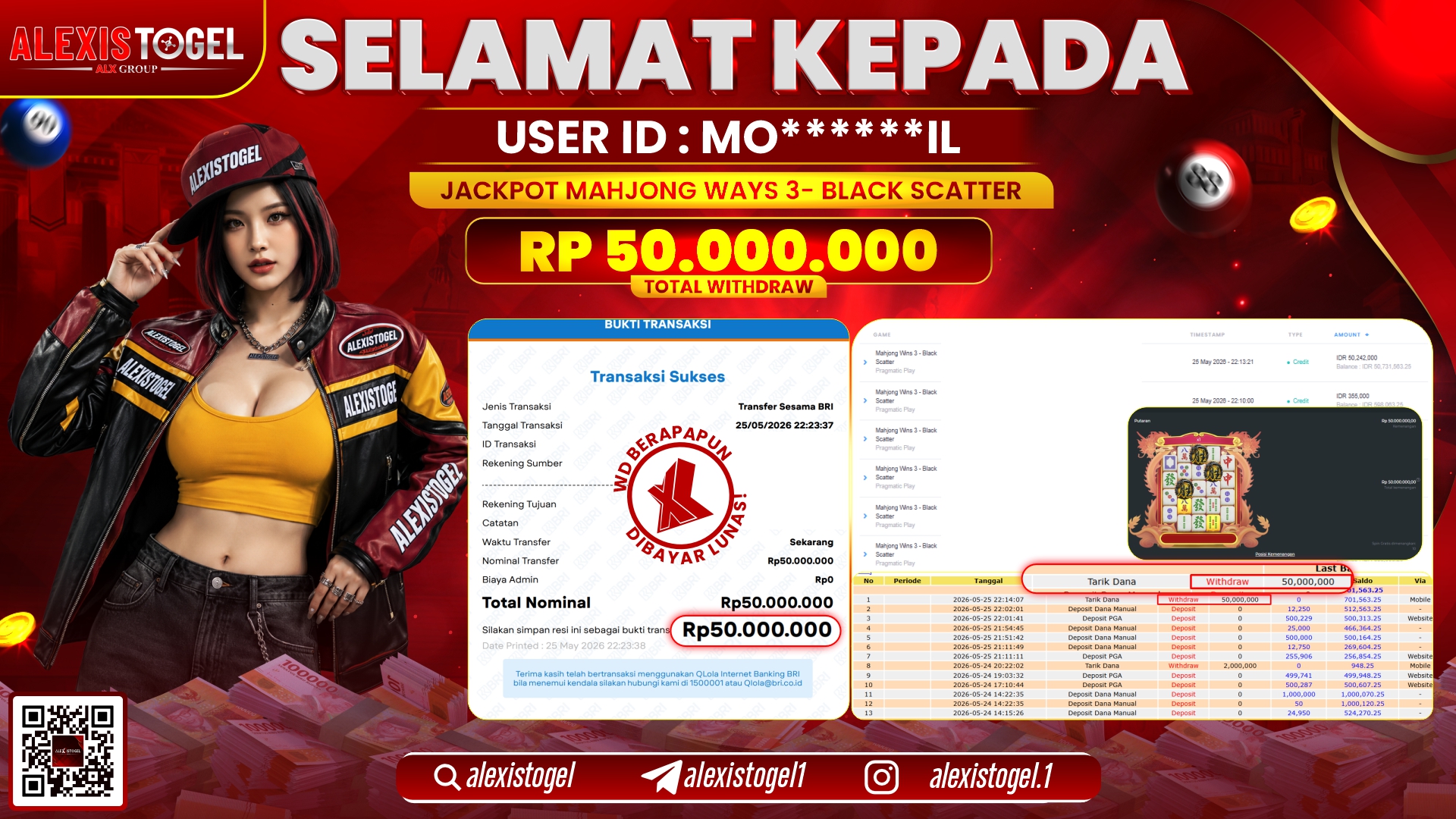 ALEXISTOGEL JACKPOT DI MAHJONG WAYS 3-BLACK SCATTER RP.50.000.000,- LUNAS