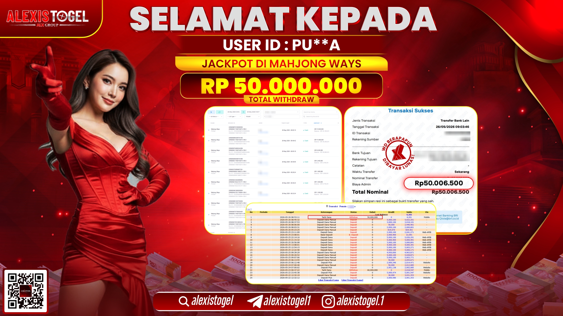 ALEXISTOGEL JACKPOT DI MAHJONG WAYS RP.50.000.000,- LUNAS