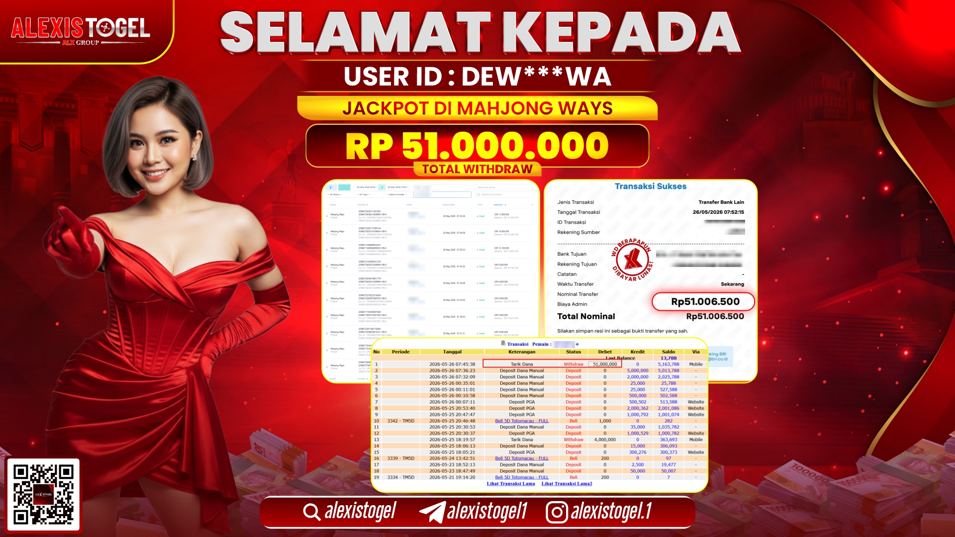 ALEXISTOGEL JACKPOT DI MAHJONG WAYS RP.51.000.000,- LUNAS